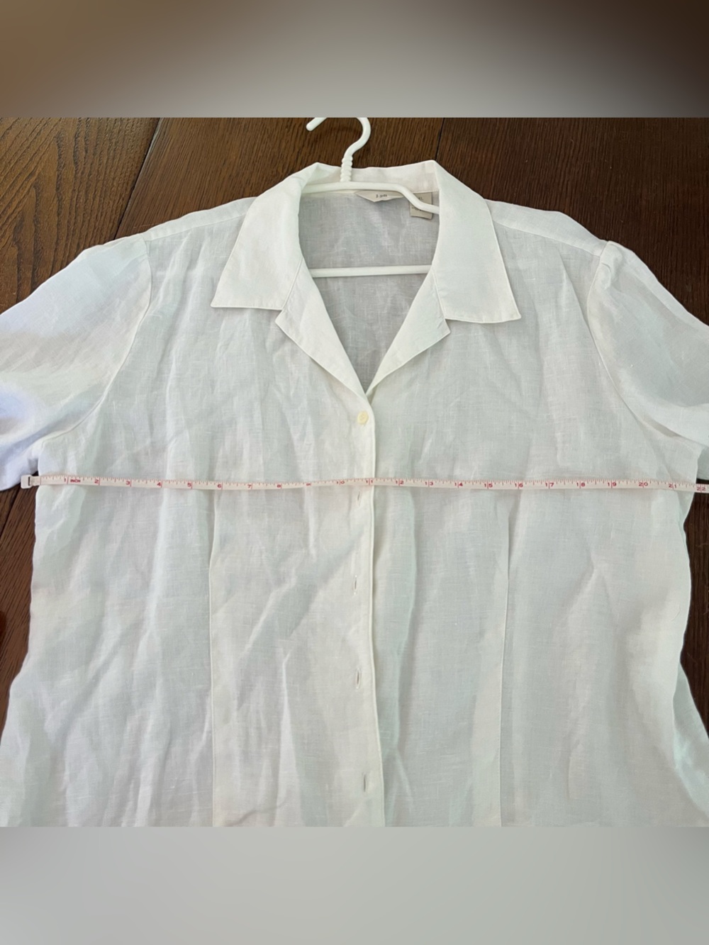 J.Jill White 100% Linen Short Sleeve Button Down Shirt XL Relaxed Coastal Blouse - Picture 4 of 5